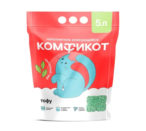 Комфикот Наполнитель Тофу (Зеленый чай), 5 л (2,3 кг)