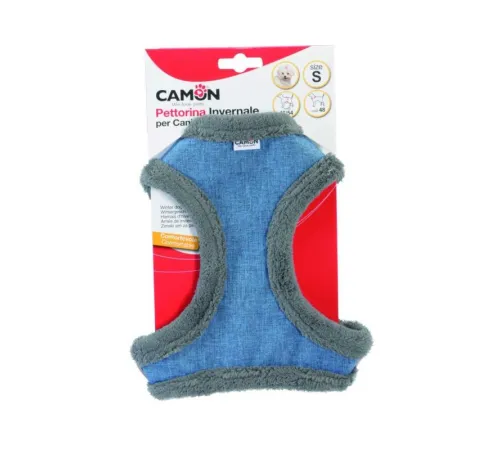CAMON Шлея голубая с меховой подкладкой, L