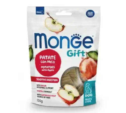 Monge Gift Sensitive Digestion Фруктовые чипсы с картофелем и яблоком, 150 г