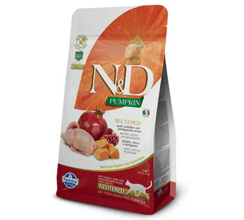 Farmina N&D GF Pumpkin Neutered Cat (Перепел и гранат), 0,3 кг