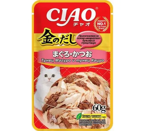 INABA CIAO Kinnodashi Тунец Магуро и тунец Кацуо, 60 г