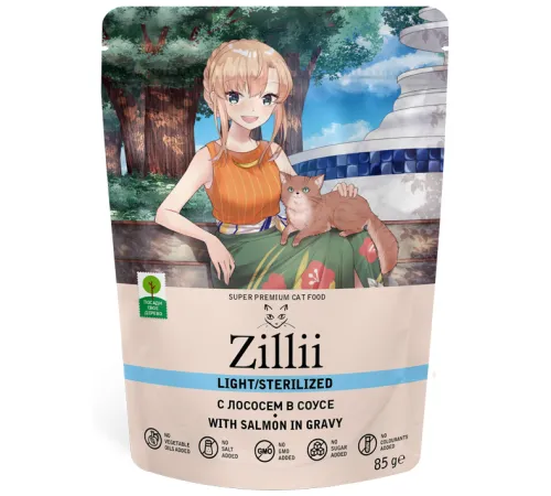 ZILLII Sterilized & Light Cat (Лосось в соусе), 85 г