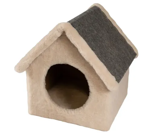 Cat House Домик-будка, 38 см, ковролин Бежевая