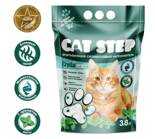 Cat Step Crystal Мята, 3,8 л (1,67 кг)