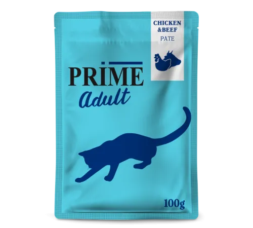 Prime Adult Пауч (Паштет из курицы и говядины) для кошек, 100 г