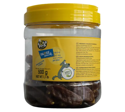 Lolo Pets Колбаски из утки в требухе, 500 г (банка)