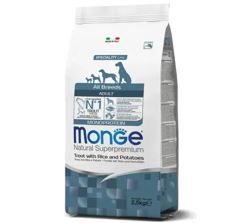 Monge Dog Speciality All Breeds Adult (Форель, рис, картошка), 2,5 кг