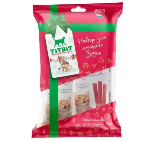 ТИТБИТ Колбаски для кошек Двойное удовольствие 4 вкуса (Новогодняя коллекция), 180 г