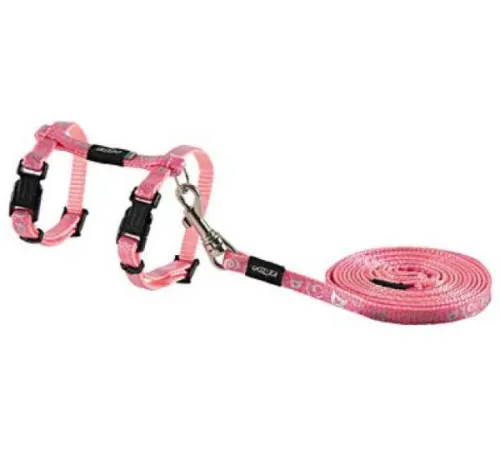 Rogz Шлейка+поводок Sparklecat Pink (длина поводка 1.8 м, грудь 19,8-30 см)