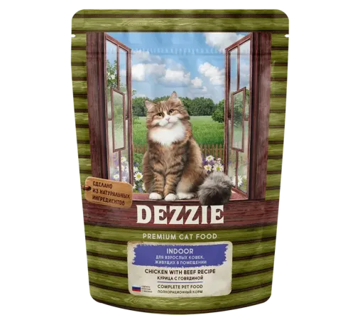 Dezzie Indoor Adult Cat (Курица, говядина), 400 г