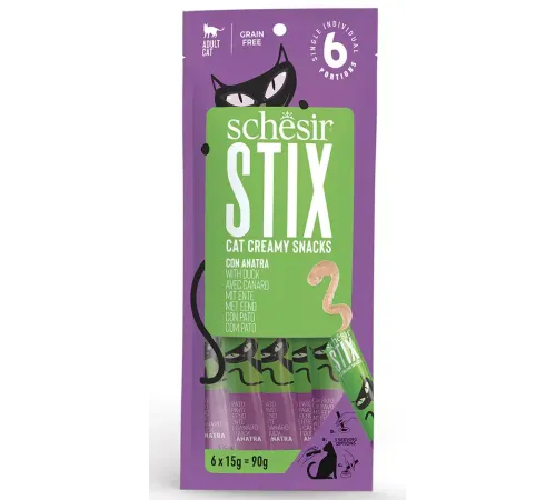 Schesir Stix Крем-лакомство с уткой, 15 г х 6 шт