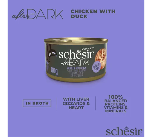 Schesir After Dark (Курица, утка в бульоне), 80 г