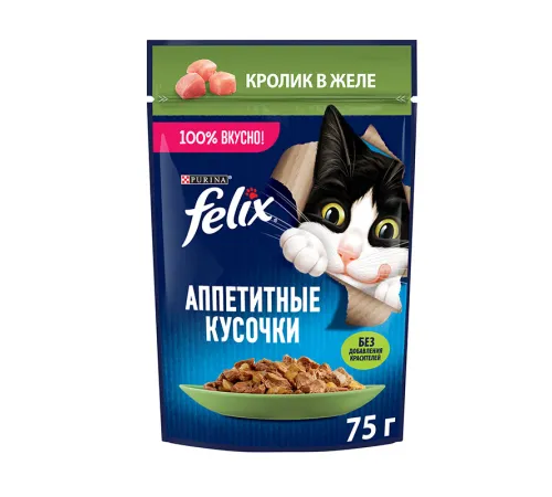 Felix Аппетитные кусочки для кошек (Кролик в желе), 75 г