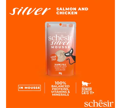 Schesir Silver Mousse (Курица, лосось и тыква), 80 г