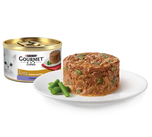 Gourmet Голд Нежные биточки с ягненком и зеленой фасолью, 85 г