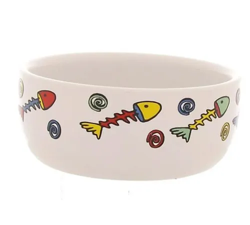 Beeztees Миска фарфоровая с рыбками, диам. 11 см (325 мл)