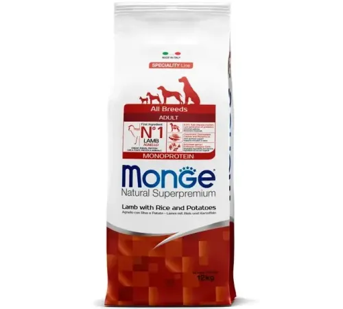 Monge Dog Speciality Adult All Breeds (Ягненок, рис, картофель), 12 кг