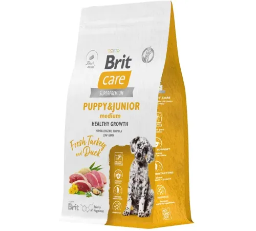 Брит Кеа Dog Puppy&Junior M Healthy Growth (Индейка, утка), 1,5 кг new
