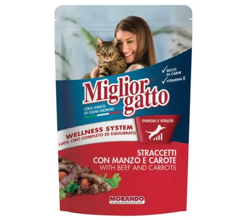 Miglior Gatto Кусочки в соусе (Говядина и морковь), 100 г