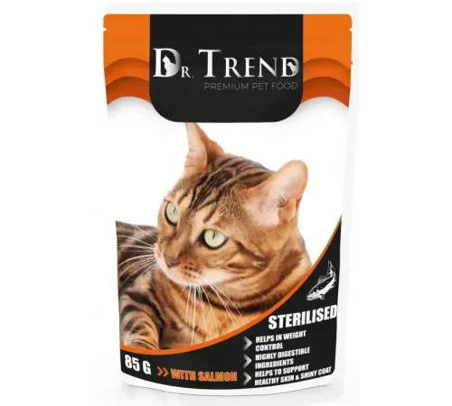 Dr.Trend Консервы для стерилизованных кошек (Лосось), 85 г