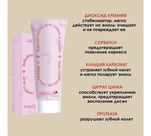 Muzzle Зубная паста с ароматом зеленого чая, 75 г