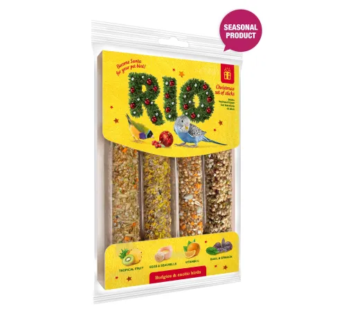 RIO Новогодний набор палочек для волнистых попугайчиков и экзотов, 45 г х 4 шт