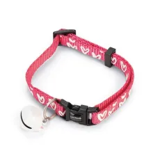 Beeztees Ошейник для кошек Розовый с сердечками, 20-30 см x 10 мм