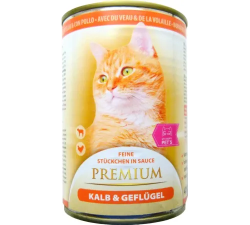 My Happy Pets Premium Консервы для кошек (Телятина, домашняя птица), 415 г