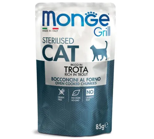 Monge Пауч Grill Sterilised Cat (Форель), 85 г
