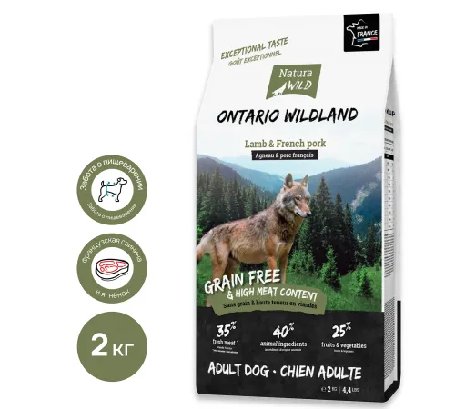 Natura Wild Ontario Wildland (Ягненок, свинина), 2 кг