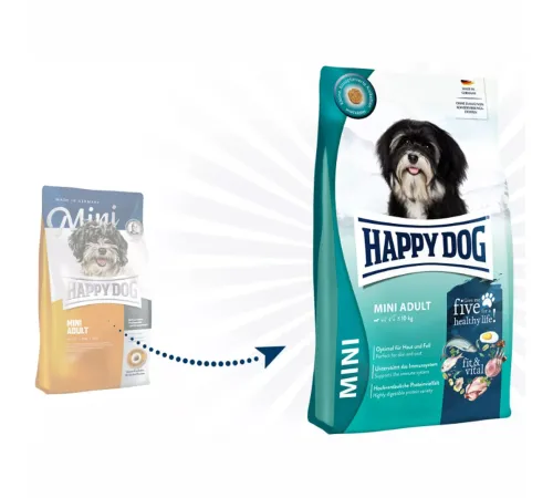 Happy Dog Mini Adult Fit & Vital (Птица), 800 г