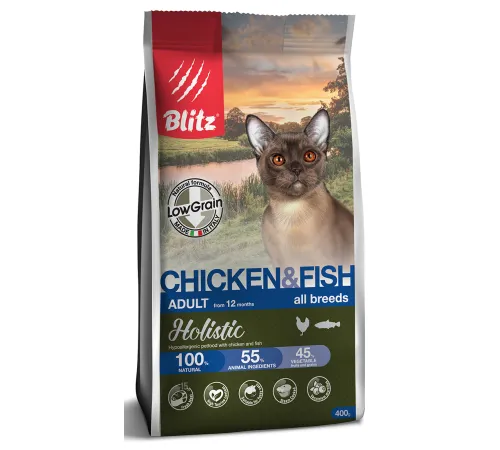 BLITZ Holistic LG Adult Cat (Курица, рыба) 400 г
