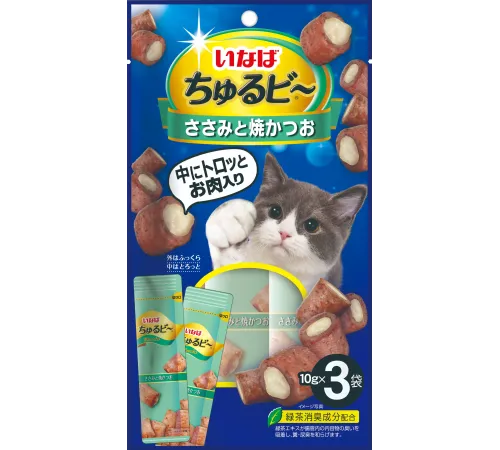INABA Churu Bee Запеченные трубочки (Тунец Кацуо и куриное филе), 10 г х 3 шт (упаковка)