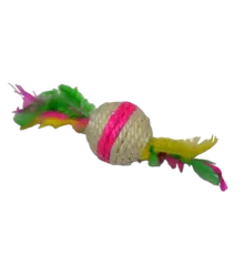 Ekia Игрушка для кошек Мяч с перьями, 4,5 см