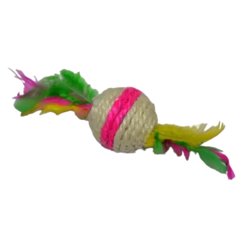 Ekia Игрушка для кошек Мяч с перьями, 4,5 см