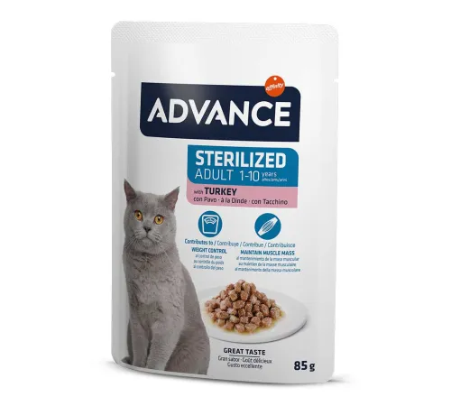 Advance Sterilized Пауч Кусочки нежной индейки в соусе, 85 г