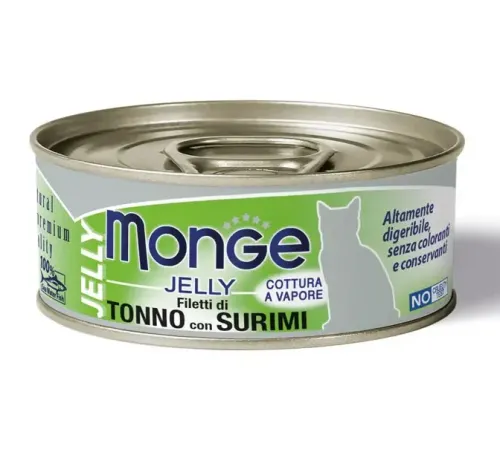Monge Gelly Adult Cat Консервы с желтоперым тунцом и сурими, 80 г