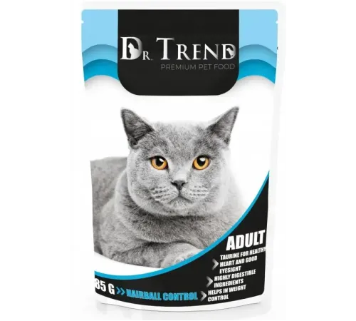 Dr.Trend Консервы для кошек с функцией выведения шерсти, 85 г
