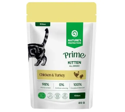 Nature's Protection Prime Kitten (Курица, индейка в соусе), 85 г