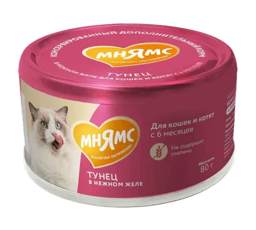 Мнямс Тунец в нежном желе для кошек и котят, 80 г
