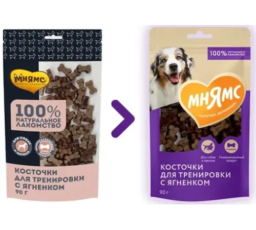 Мнямс Тренировочные лакомства для собак Косточки с ягненком, 90 г