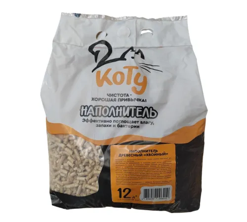 КОТУ древесный наполнитель Хвойный, 12 л (4,5 кг)