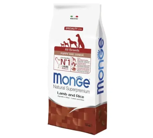 Monge Dog Speciality Puppy&Junior All Breeds (Ягненок,рис), 12 кг
