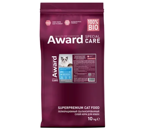 Award Special Care Adult Cat Sensitive Skin&Coat (Белая рыба), 10 кг