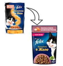 Felix Sensations для кошек (Лосось и треска в желе), 75 г