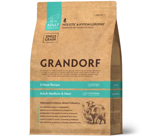 Grandorf Probiotics Adult Medium & Maxi (4 вида мяса), 1 кг