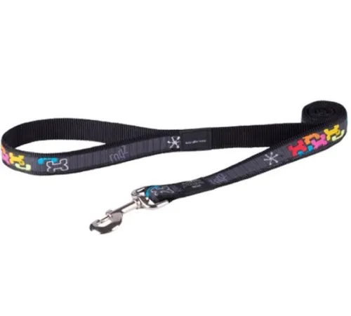 Поводок Rogz Fancy Dress Multi Bone Black L 20 мм/1,4 м