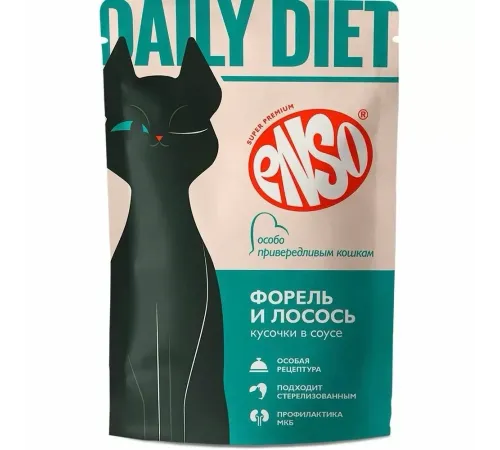ENSO Daily Diet Пауч для кошек (Форель и лосось в соусе), 85 г