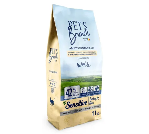 Pet's Brunch Adult Sensitive Cats (Индейка и рис), 11 кг