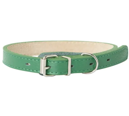 Mr.Kranch Ошейник кожаный прямой, зеленый, 24-30 см